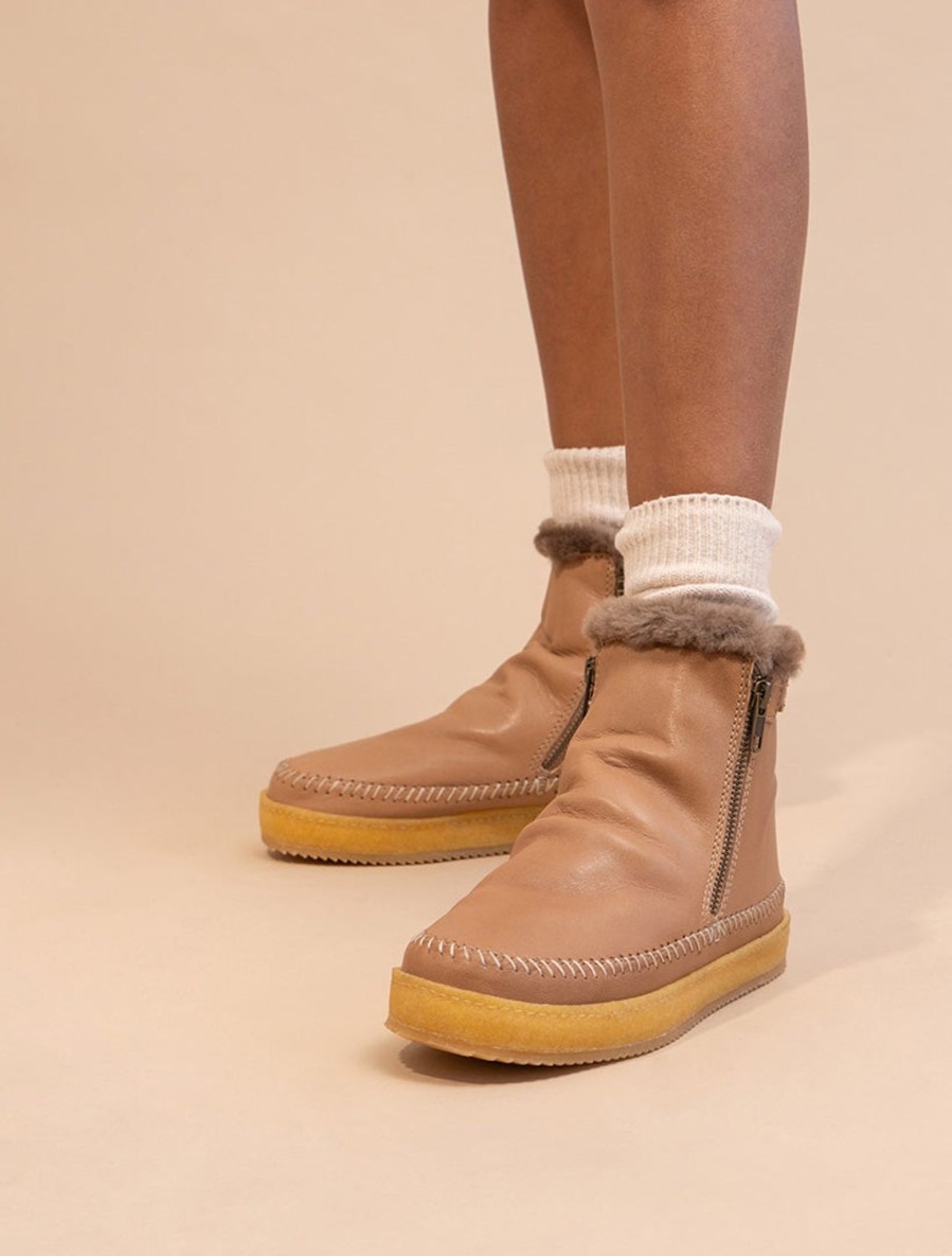 Skor laidback london | Setsu Classic Ankel Boot Sienna Lader Koppar