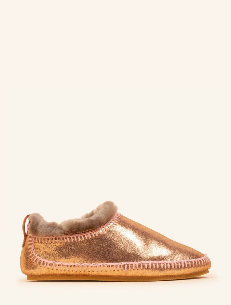 Skor laidback london | Fuyu Virkade Farskinn Slipper Boots Koppar Skimmer