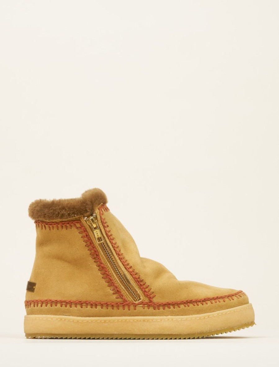 Skor laidback london | Setsu Virkad Sido Zip Ankel Boot Saffron Mocka