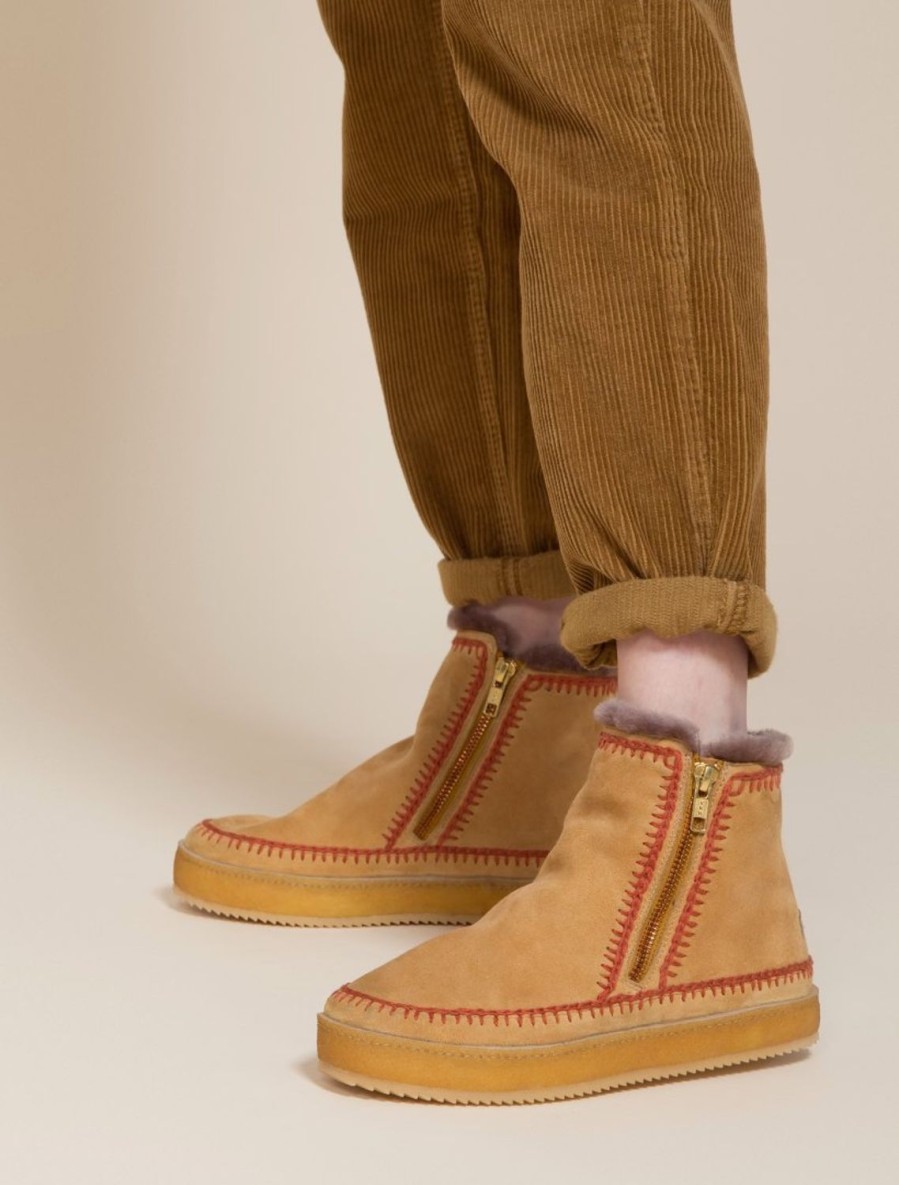 Skor laidback london | Setsu Virkad Sido Zip Ankel Boot Saffron Mocka