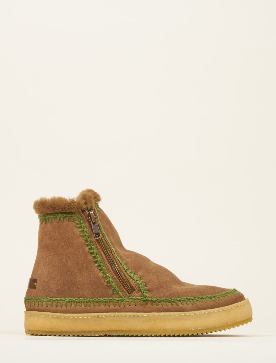 Skor laidback london | Setsu Virkad Sido Zip Ankel Boot Camel Mocka Khaki