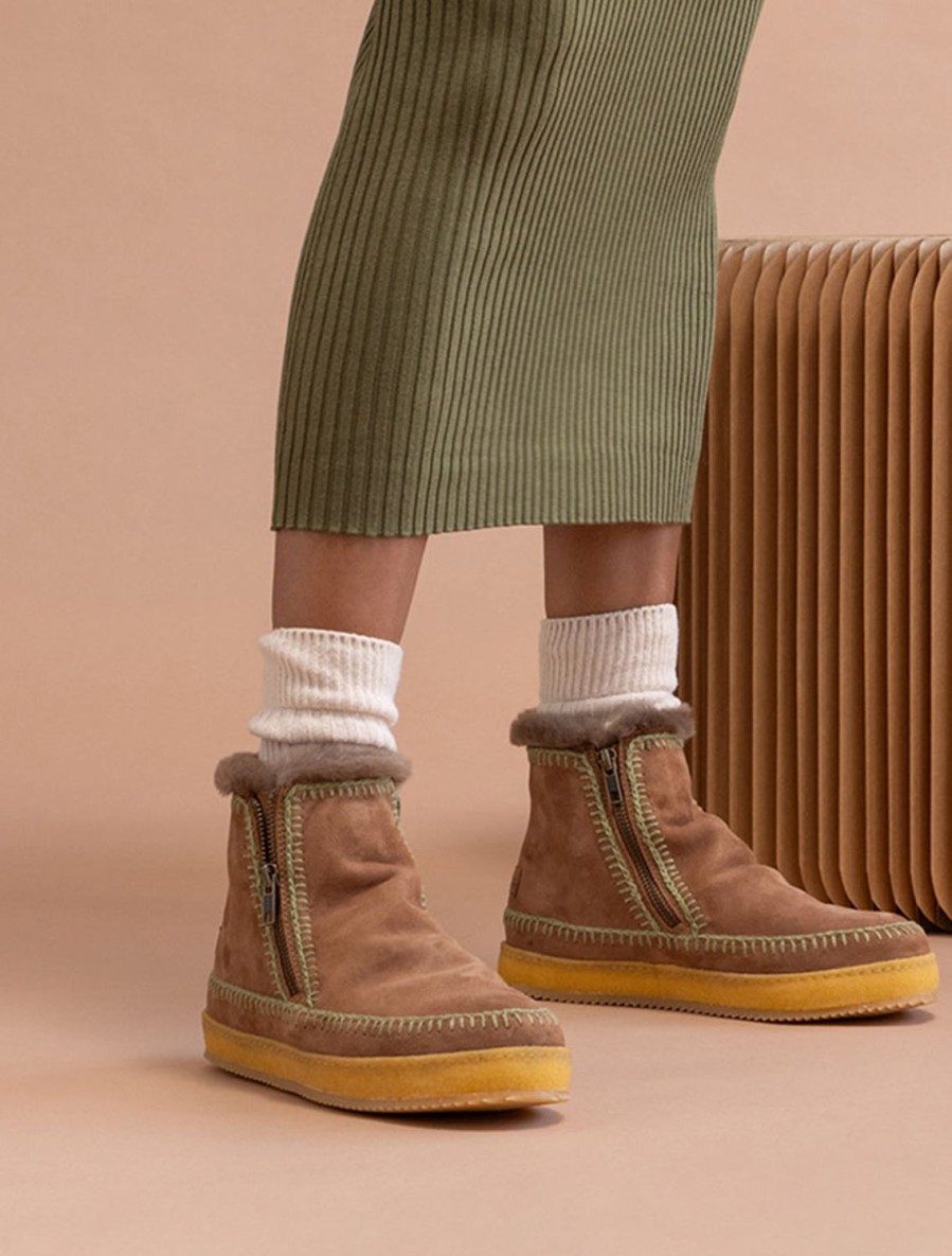 Skor laidback london | Setsu Virkad Sido Zip Ankel Boot Camel Mocka Khaki