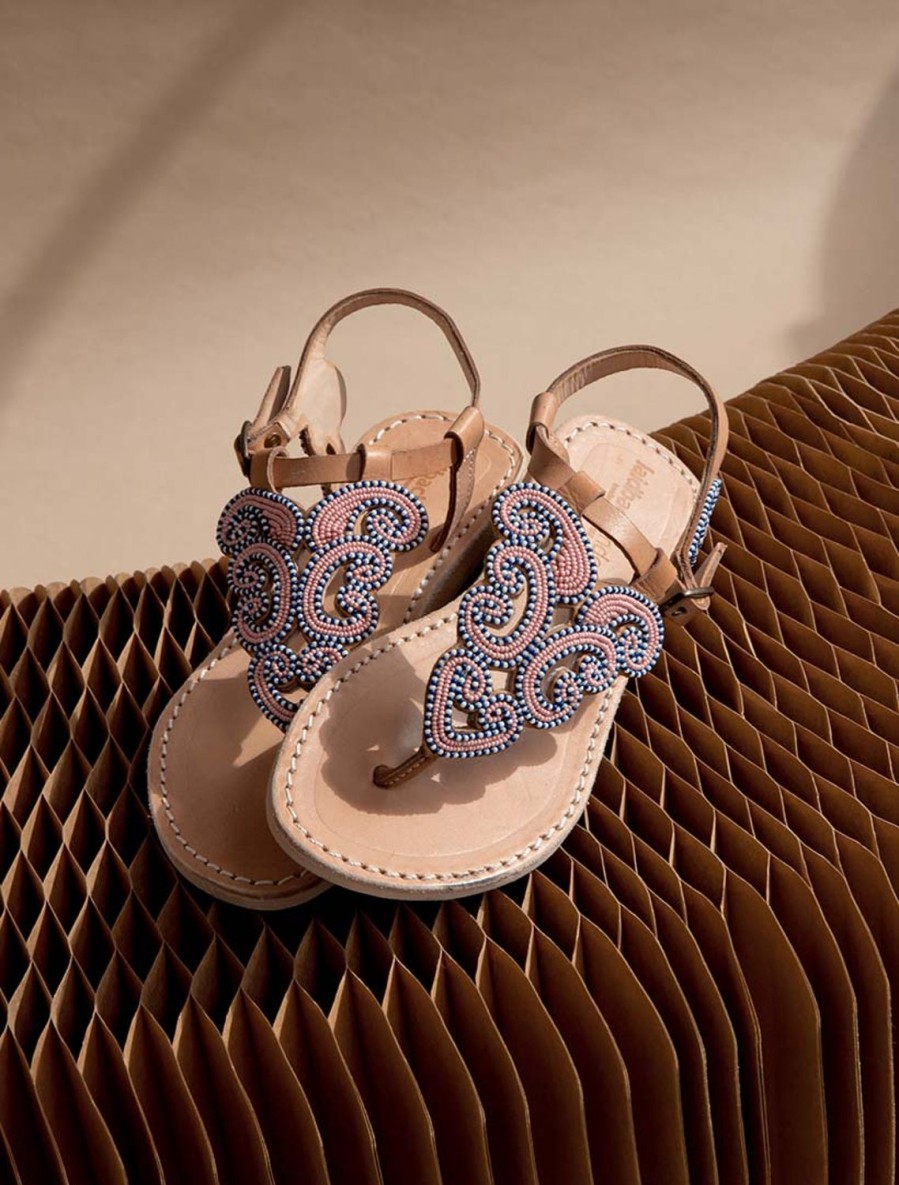 Sandaler laidback london | Paisley Flat Ljusbrunt Lader Baby Rosa