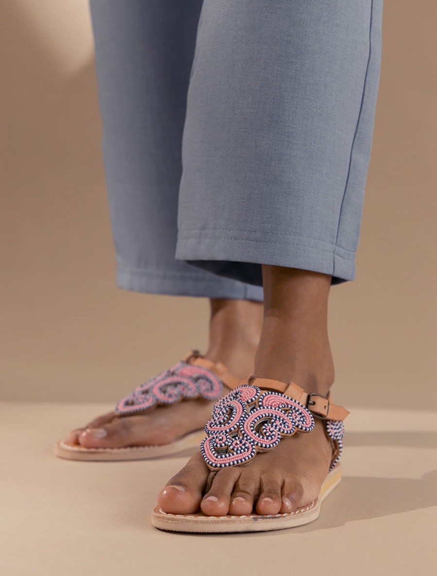 Sandaler laidback london | Paisley Flat Ljusbrunt Lader Baby Rosa