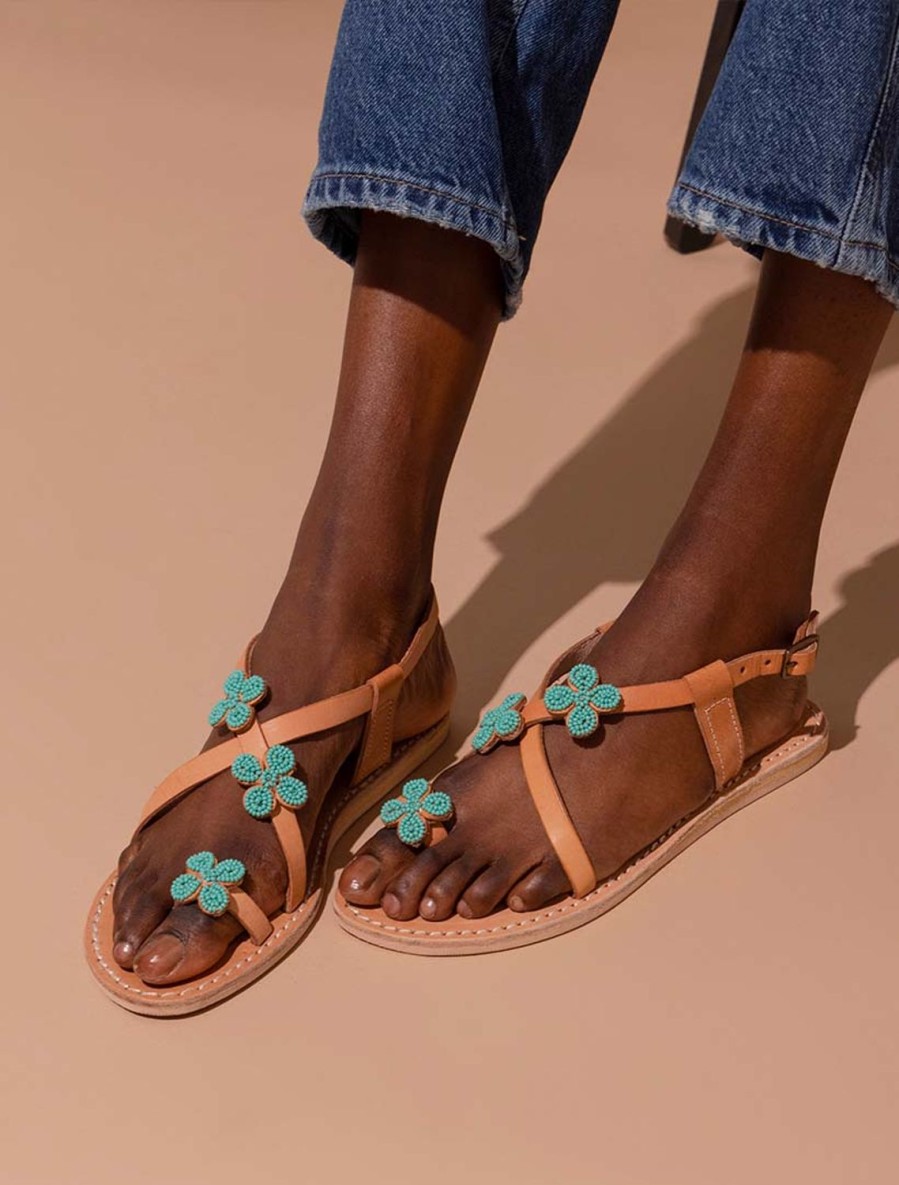 Sandaler laidback london | Blyth Flat Lader Sandal Emerald