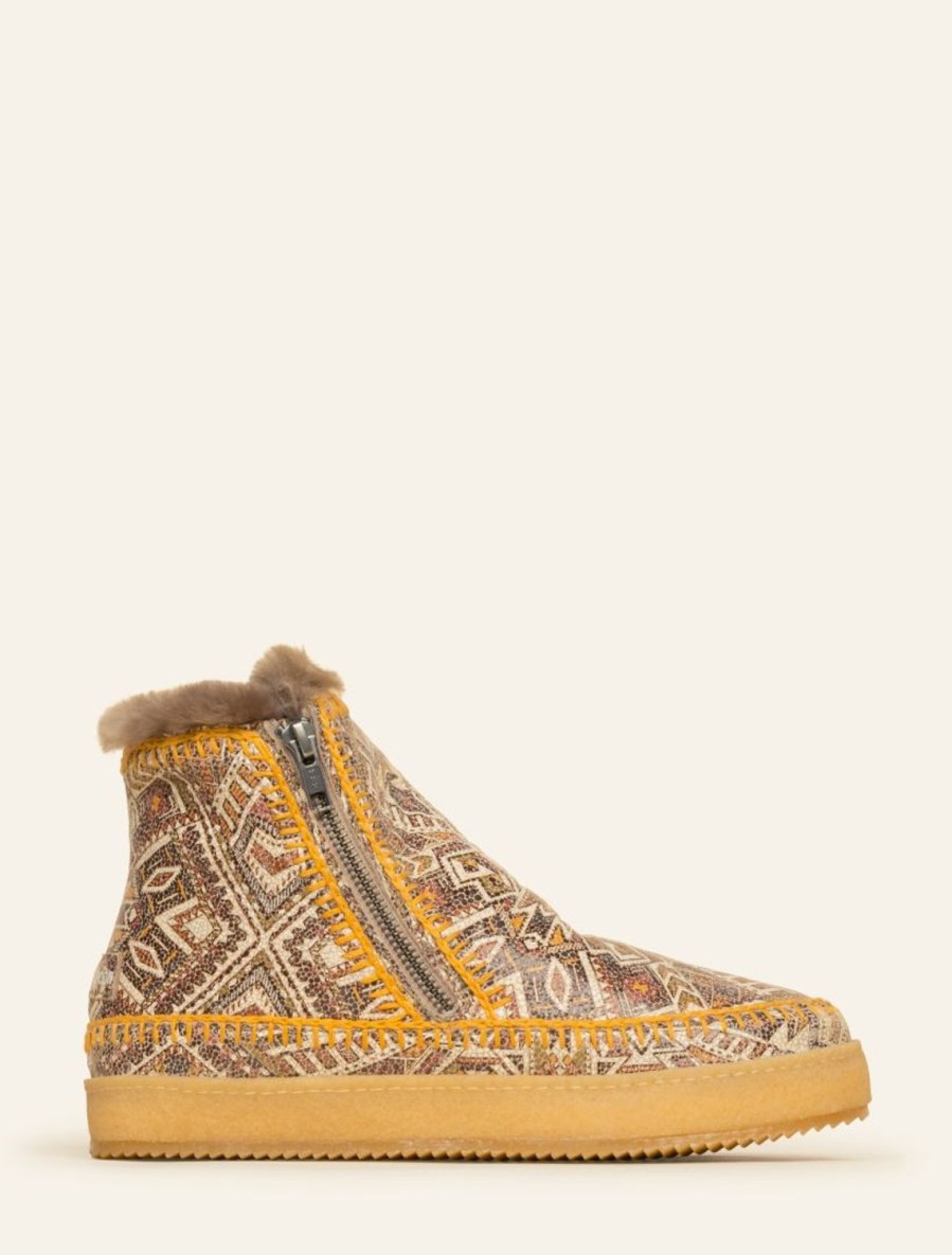 Skor laidback london | Setsu Virkad Ankel Boot Aztec Brun Saffran