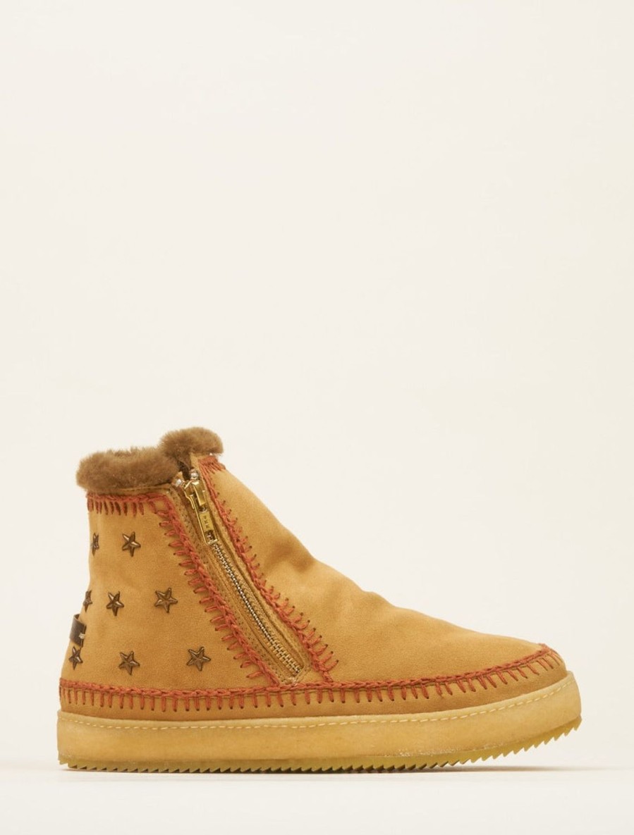 Skor laidback london | Setsu Stars Virkad Sido Zip Ankel Boot Saffron Mocka