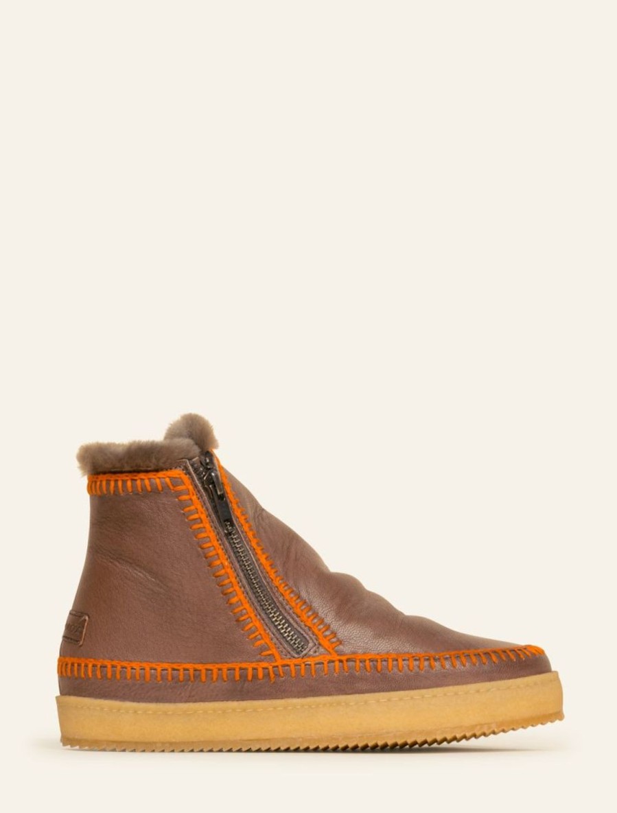 Skor laidback london | Setsu Virkad Ankel Boot Cigaro Lader Orange