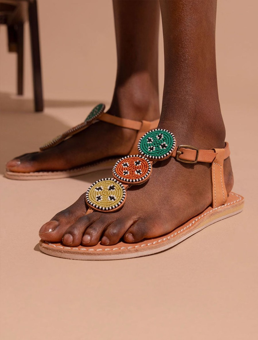 Sandaler laidback london | Isko Flat Lader Sandal Emerald Mix Massajer