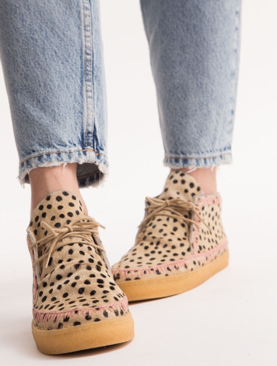 Skor laidback london | Shenje Crochet Lace Up Chukka Boots Cheetah