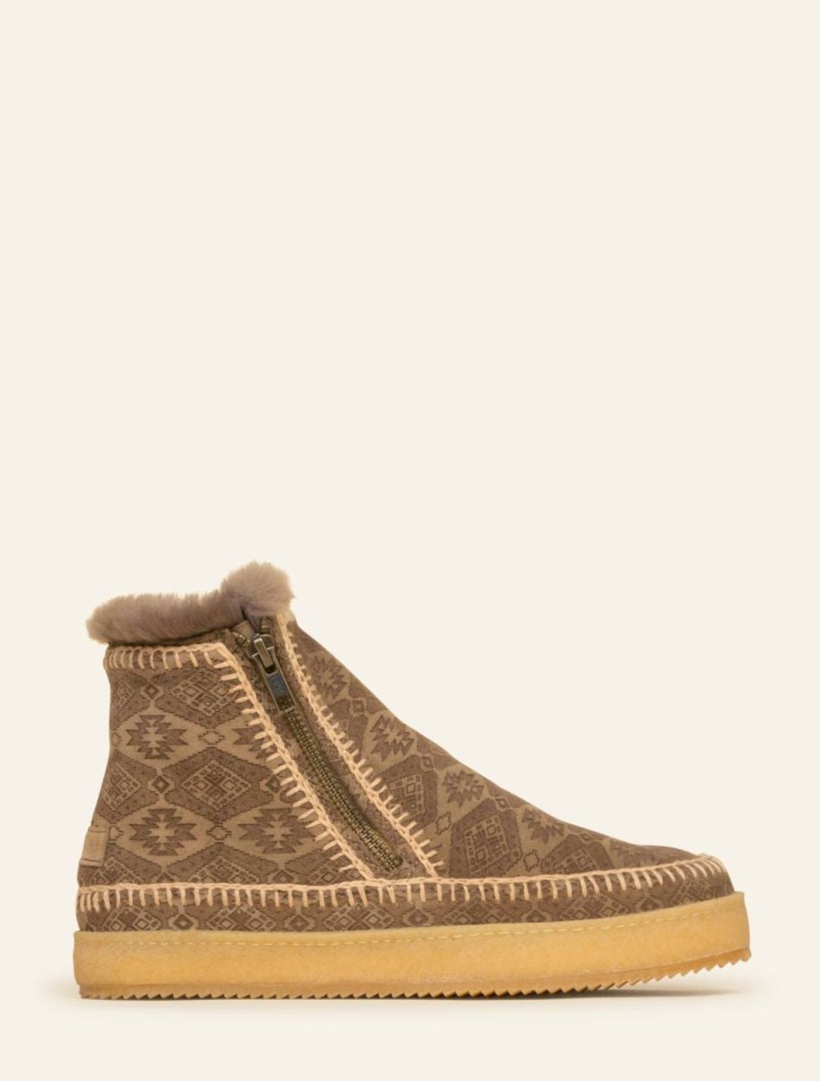 Skor laidback london | Setsu Virkad Ankel Boot Khaki Relief Beige