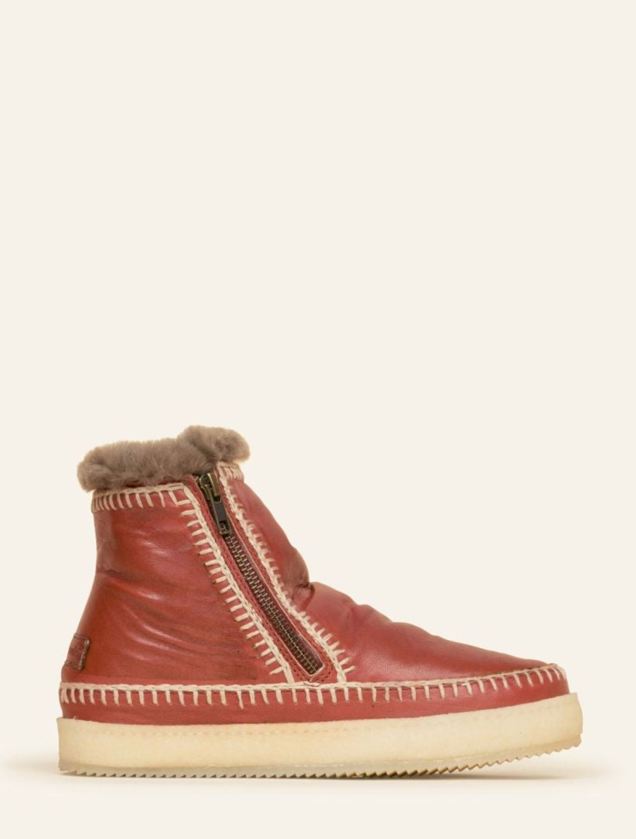 Skor laidback london | Setsu Virkad Ankel Boot Blood Leather Natural