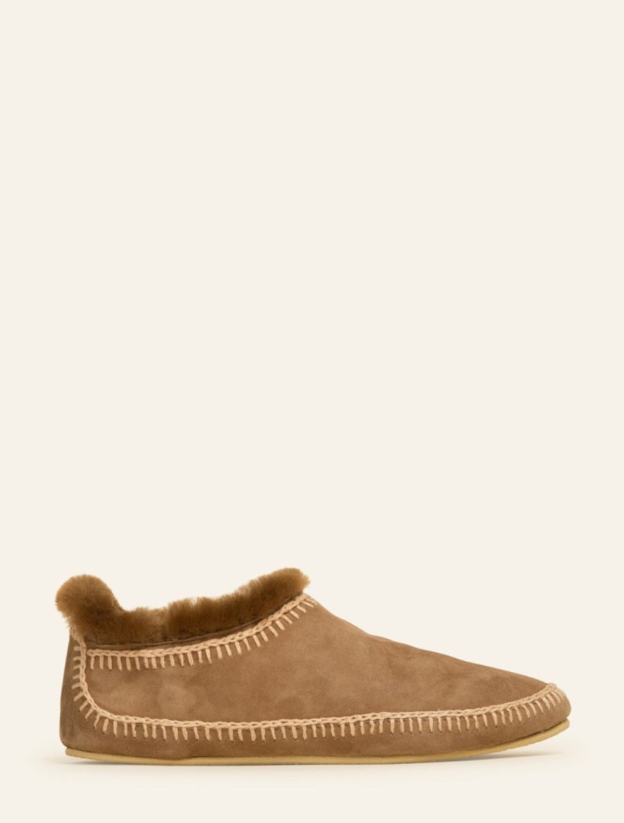 Skor laidback london | Fuyu Virkade Farskinn Slipper Boots Camel Mocka