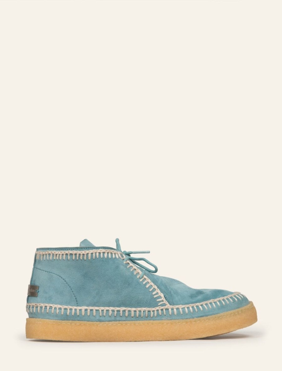 Skor laidback london | Shenje Crochet Lace Up Chukka Boots Light Blue