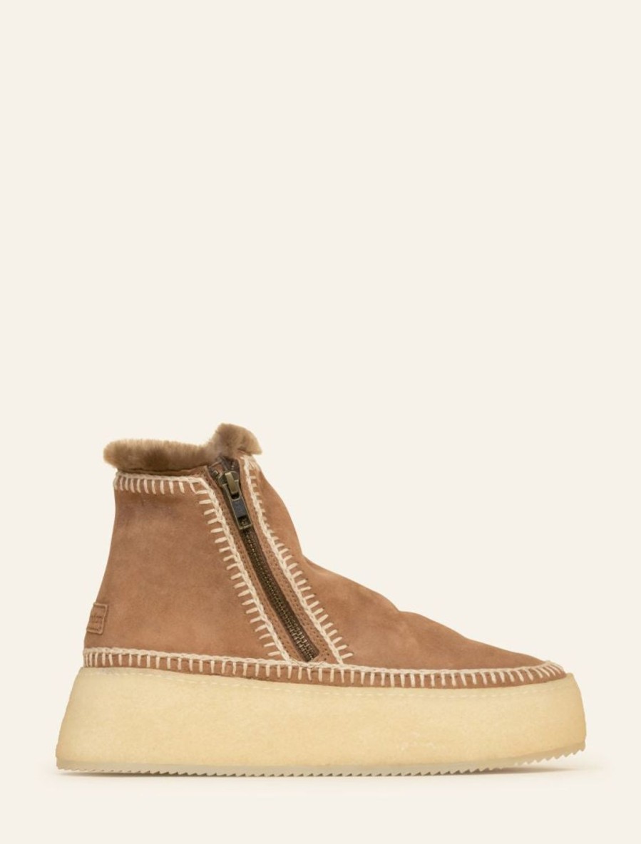 Skor laidback london | Setsu Plattform Virkad Ankel Boot Camel Mocka Naturlig