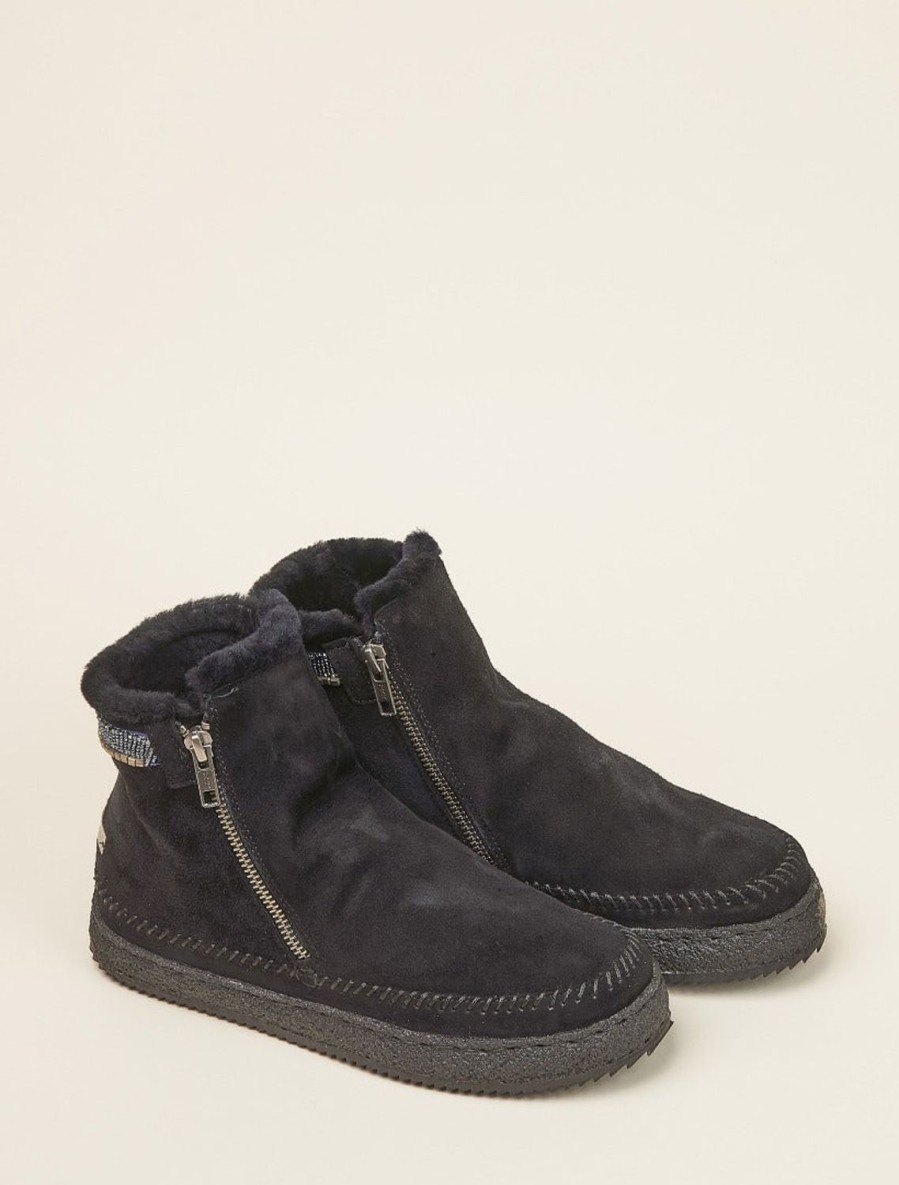 Skor laidback london | Setsu Classic Side Zip Ankel Boot Svart Mocka