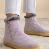 Skor laidback london | Setsu Virkad Sido Zip Ankel Boot Lilac Mocka Ljusgra