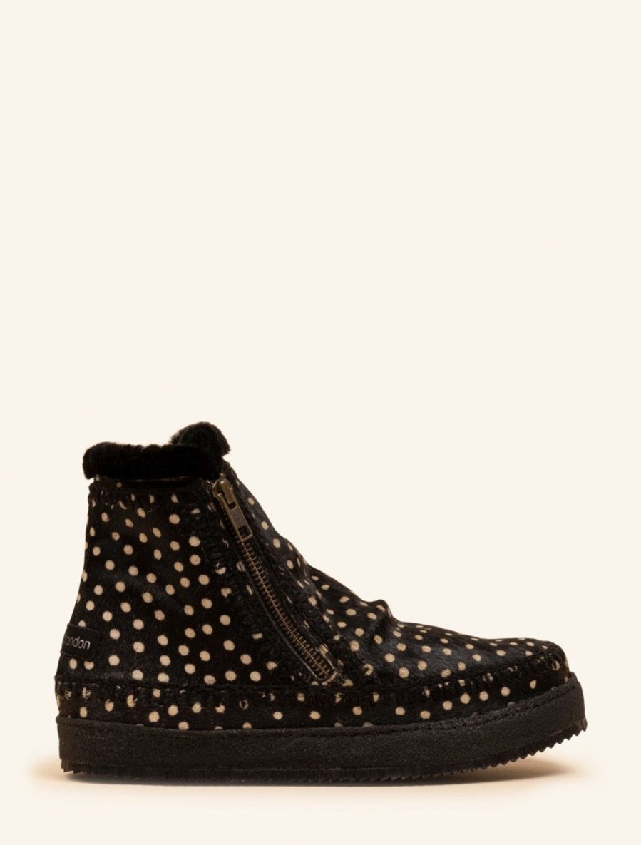 Skor laidback london | Setsu Virkad Sido Zip Ankel Boot Black Cheetah