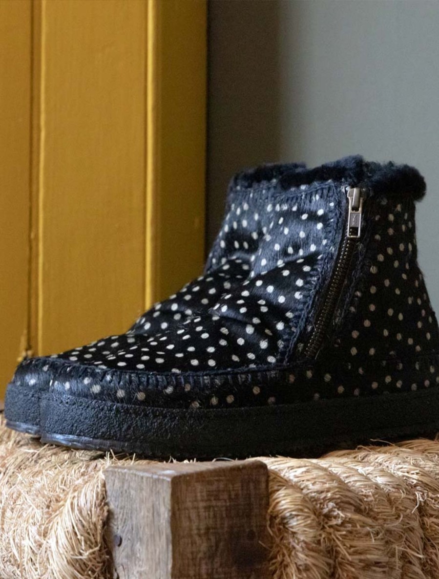 Skor laidback london | Setsu Virkad Sido Zip Ankel Boot Black Cheetah