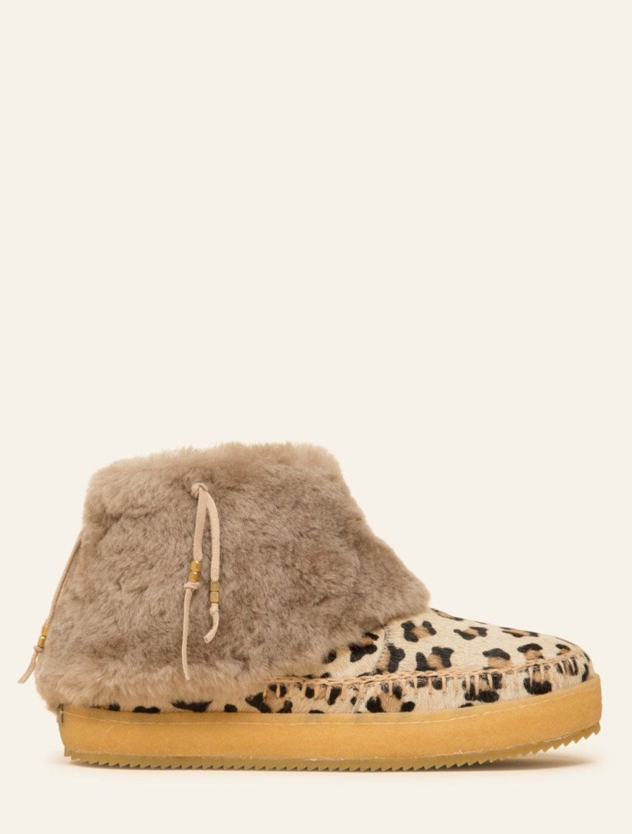 Skor laidback london | Leblon Virkad Farskinn Zip Up Ankel Boot Leopard