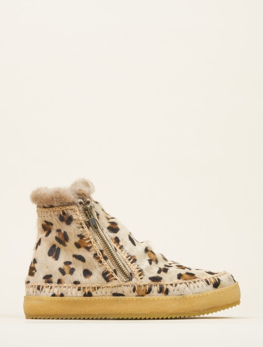 Skor laidback london | Setsu Virkad Sido Zip Ankel Boot Leopard Beige