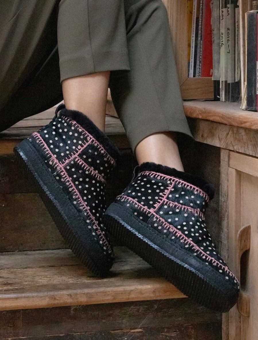 Skor laidback london | Nyuki Virkad Pull On Ankel Boot Black Cheetah