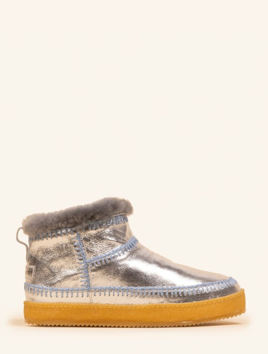 Skor laidback london | Nyuki Virkad Pull On Ankel Boot Silver Shimmer