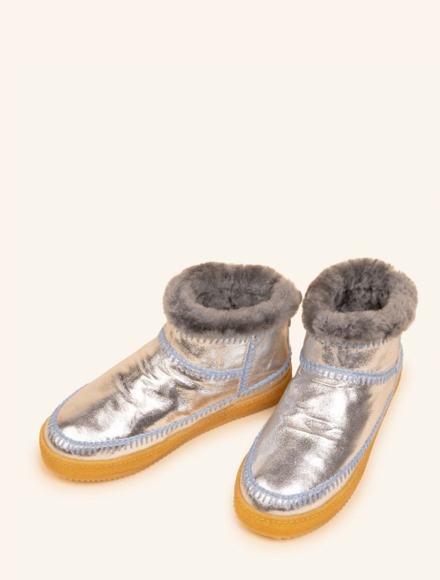 Skor laidback london | Nyuki Virkad Pull On Ankel Boot Silver Shimmer