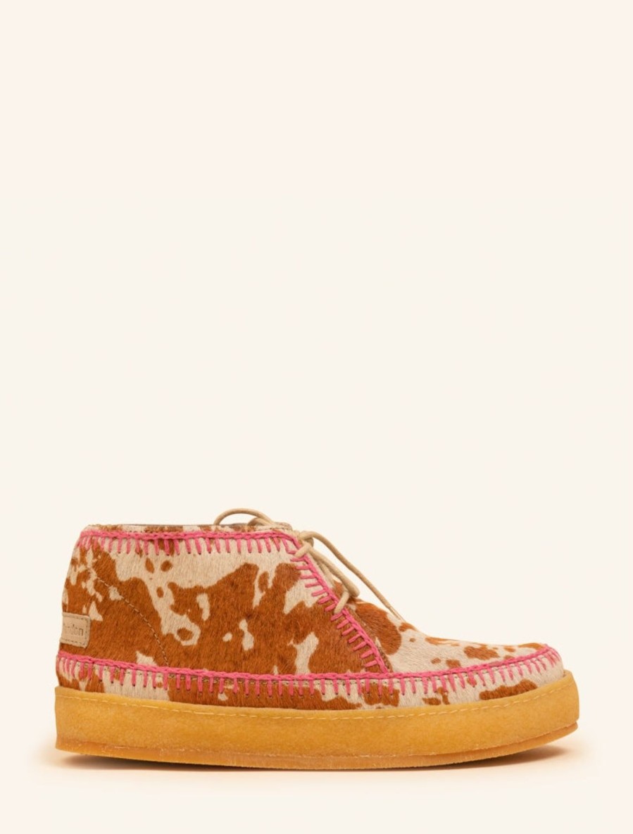 Skor laidback london | Shenje Crochet Lace Up Chukka Boots Cow