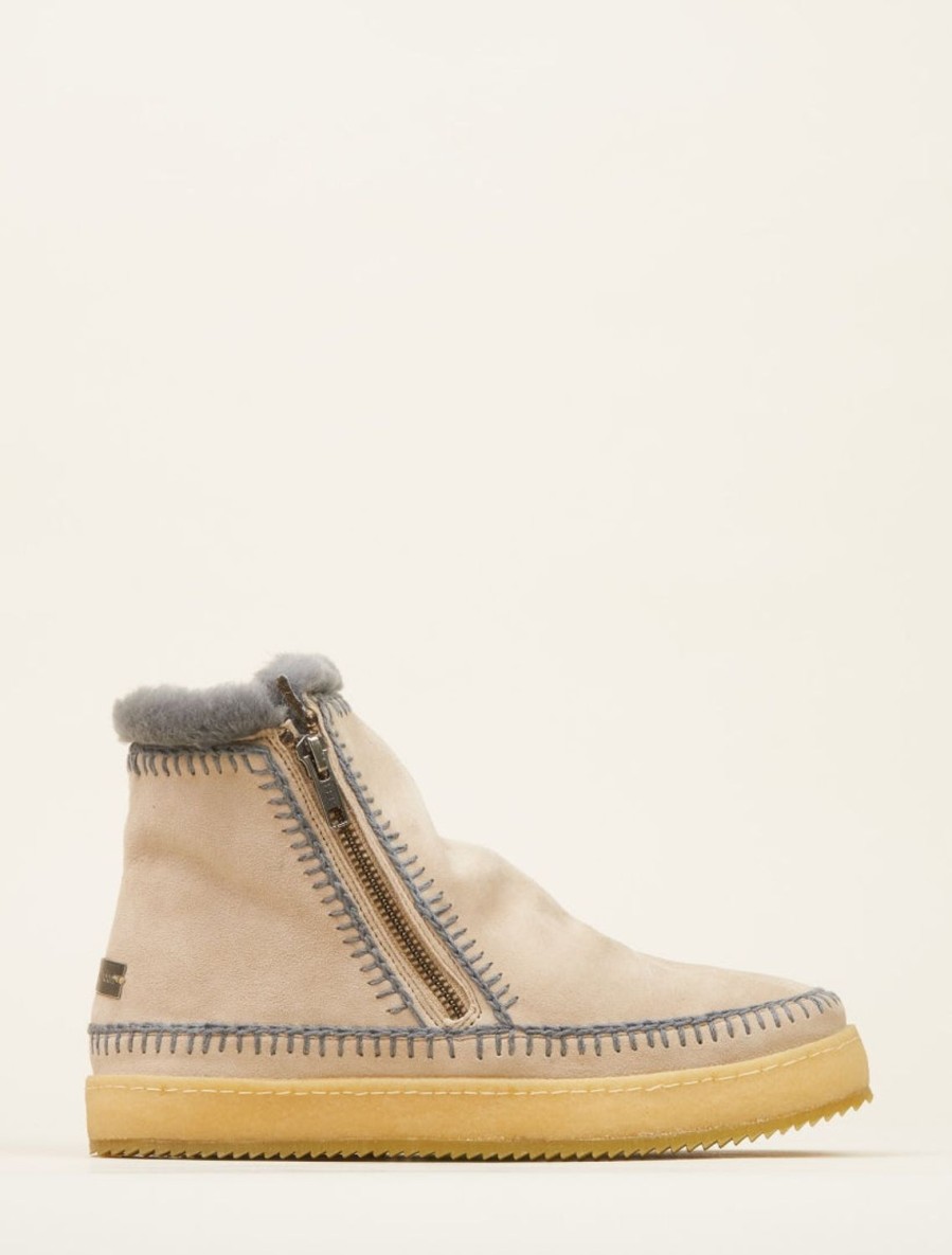 Skor laidback london | Setsu Virkad Sido Zip Ankel Boot Sand Mocka