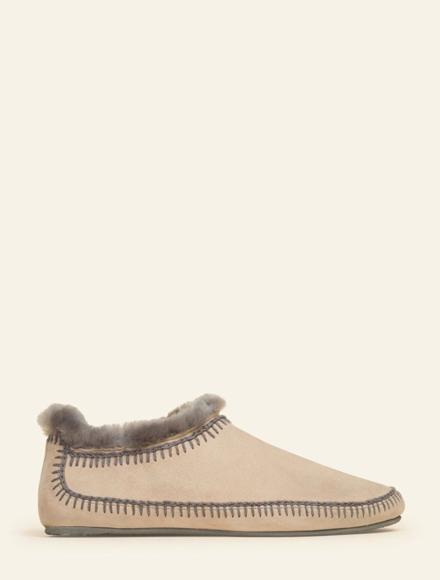 Skor laidback london | Fuyu Virkade Farskinn Slipper Boots Sand Mocka