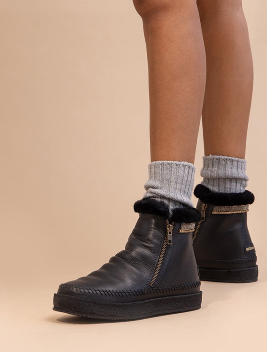 Skor laidback london | Setsu Classic Ankel Boot Svart Lader Tenn