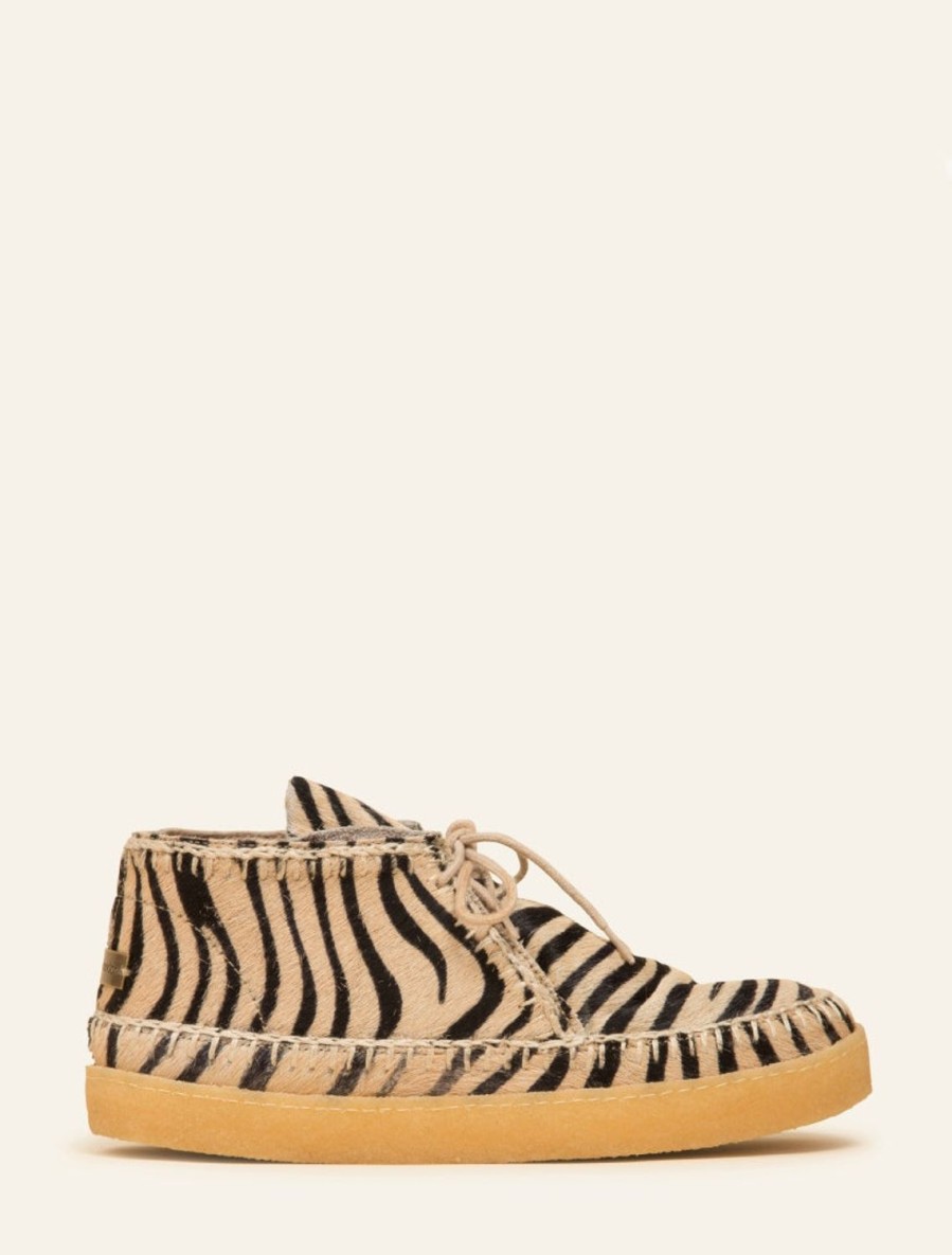 Skor laidback london | Shenje Crochet Lace Up Chukka Boots Zebra