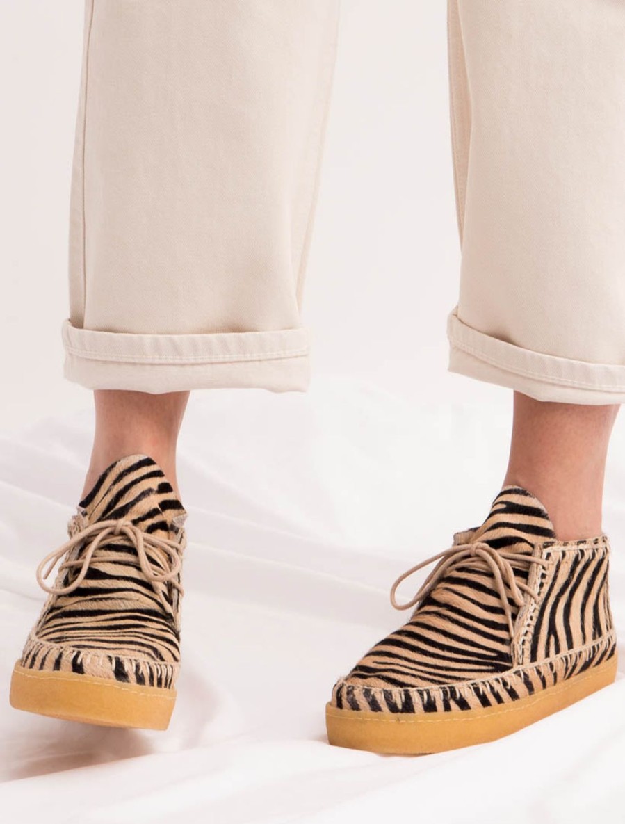 Skor laidback london | Shenje Crochet Lace Up Chukka Boots Zebra