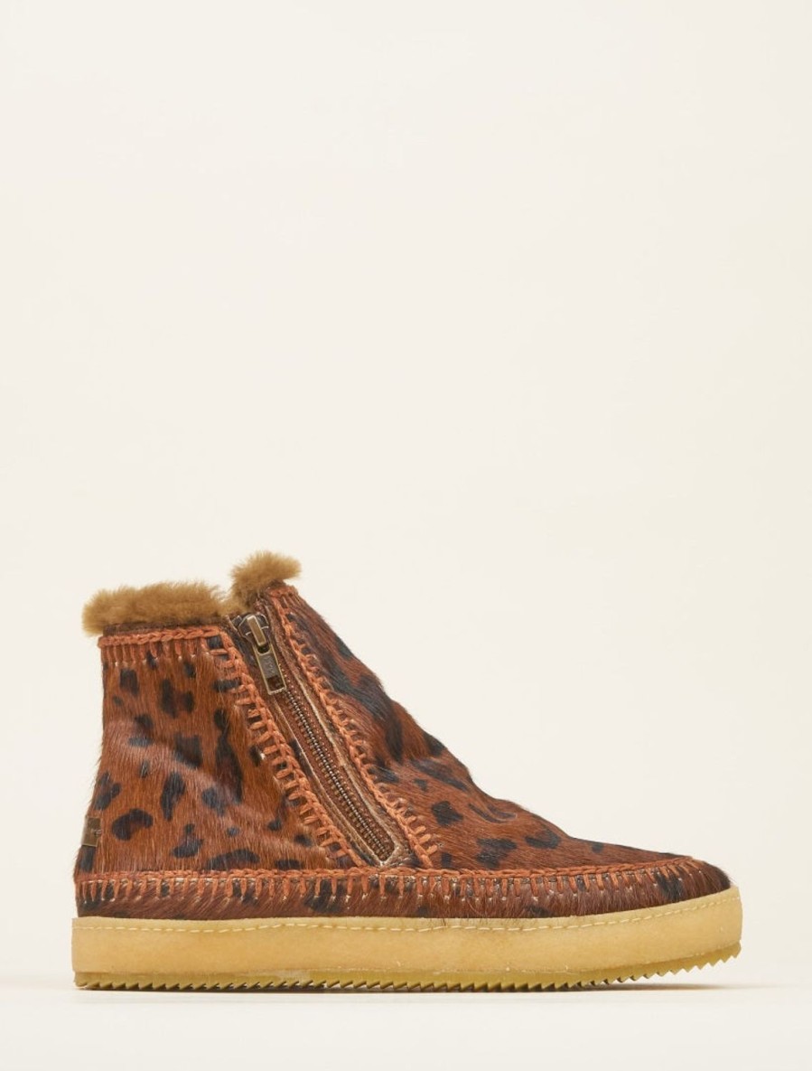 Skor laidback london | Setsu Virkad Sido Zip Ankel Boot Leopard Brun