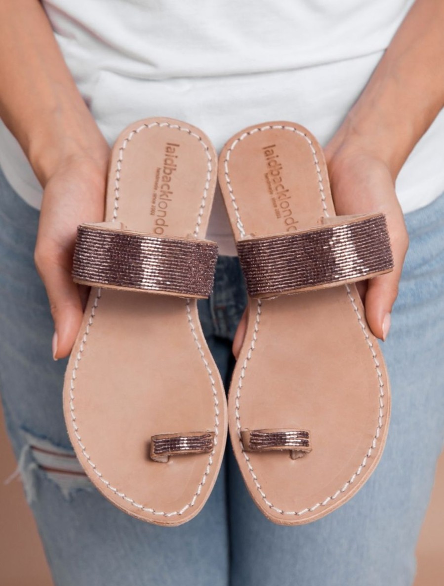 Sandaler laidback london | Trent Flat Toe Loop Tan Lader Sandal Silkeslen Rosa