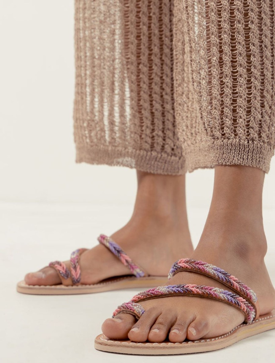 Sandaler laidback london | Diani Flat Ljusbrun Lader Rose Mix